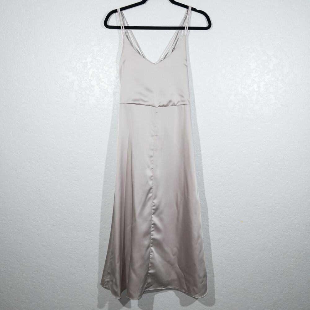 New Mod Ref‎ Taupe Eloise Crossback Midi Dress Size Small
